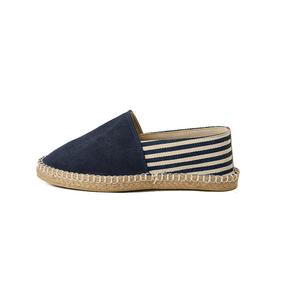 STRIPED CANVAS ESPADRILLES  - NAVY