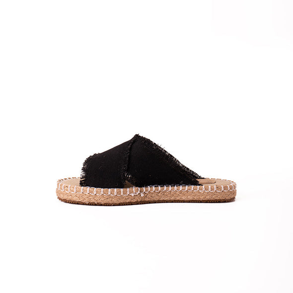 CRISS-CROSS CANVAS-JUTE SLIDES - BLACK