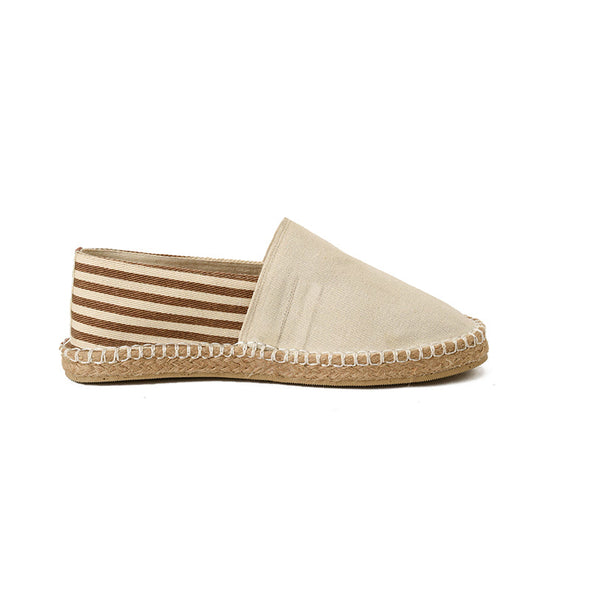 STRIPED CANVAS ESPADRILLES  - BEIGE