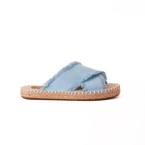 CRISS-CROSS CANVAS-JUTE SLIDES - SKY BLUE