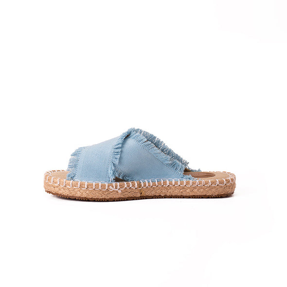 CRISS-CROSS CANVAS-JUTE SLIDES - SKY BLUE