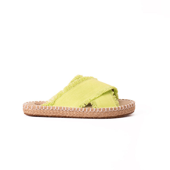 CRISS-CROSS CANVAS-JUTE SLIDES - PISTACHIO