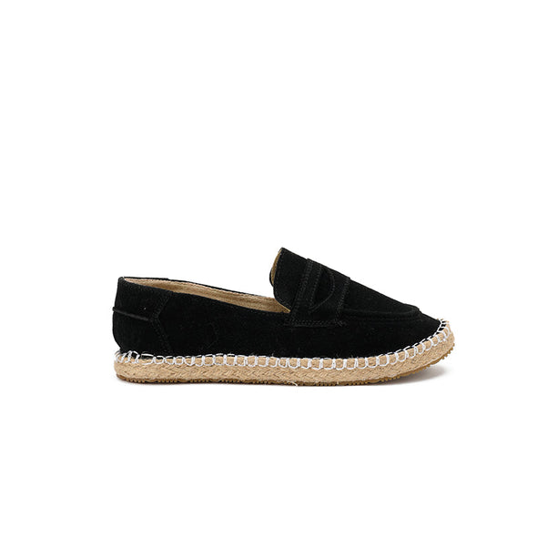 SUEDE PENNY LOAFERS - BLACK