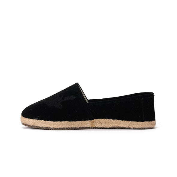 SUEDE DAMASK ESPADRILLE - BLACK