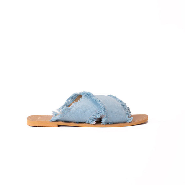 CRISS-CROSS CANVAS FLATS - SKY BLUE