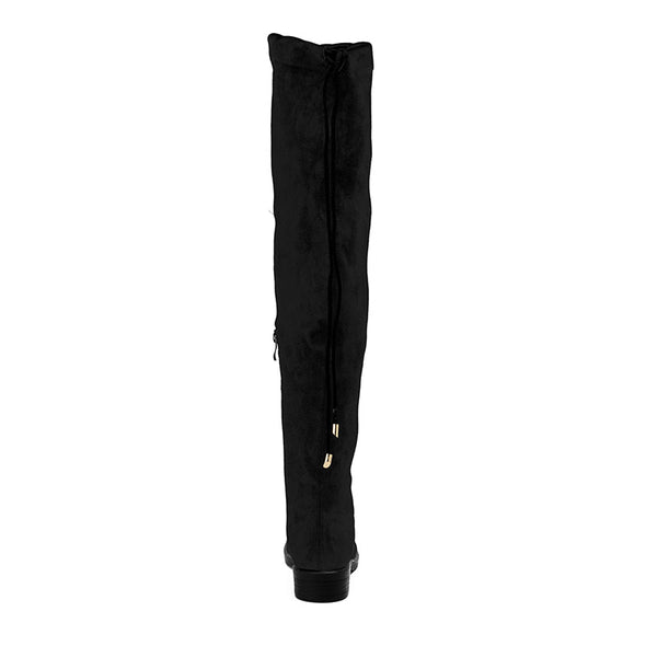 SUEDE THIGH HIGH BOOTS - BLACK