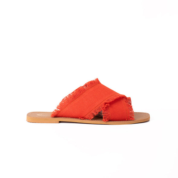 CRISS-CROSS CANVAS FLATS - ORANGE