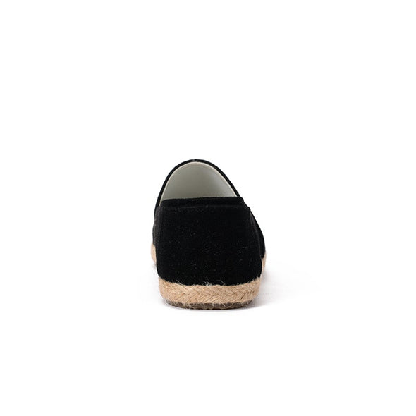 SUEDE DAMASK ESPADRILLE - BLACK