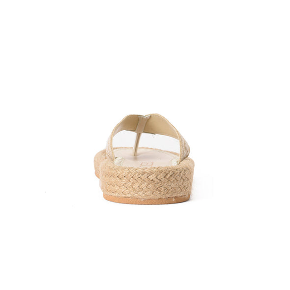 JUTE PLATFORM THONG SLIPPERS - BEIGE