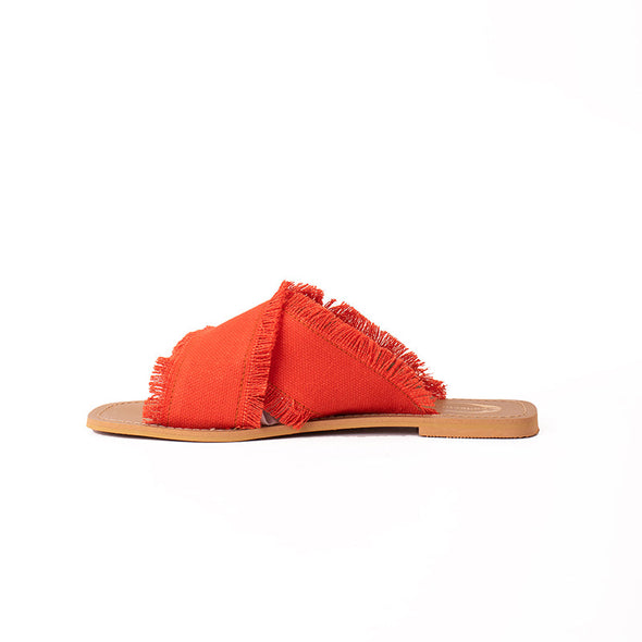 CRISS-CROSS CANVAS FLATS - ORANGE