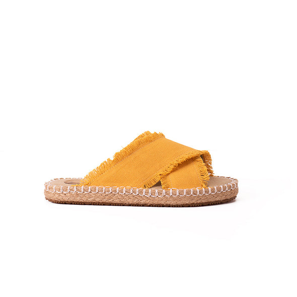 CRISS-CROSS CANVAS-JUTE SLIDES - MUSTARD