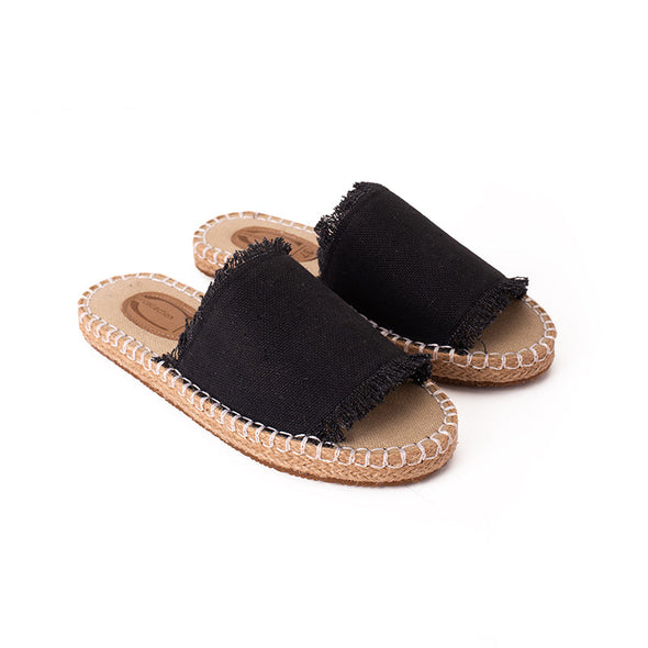 OPEN-TOE STELLA MULES - BLACK