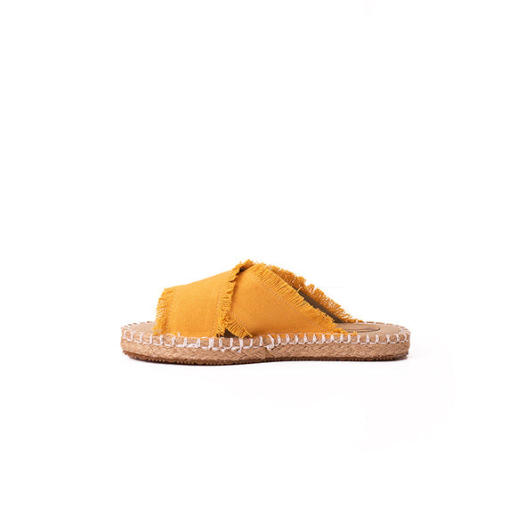 CRISS-CROSS CANVAS-JUTE SLIDES - MUSTARD