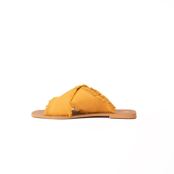 CRISS-CROSS CANVAS FLATS - MUSTARD