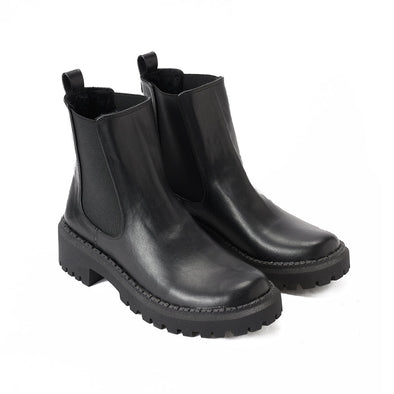 CHELSEA SIDE ELASTIC PANEL BOOTS - BLACK LEATHER