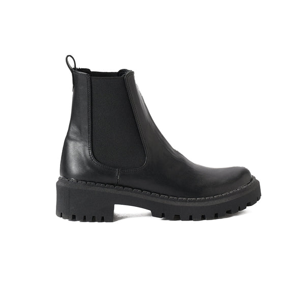 CHELSEA SIDE ELASTIC PANEL BOOTS - BLACK LEATHER