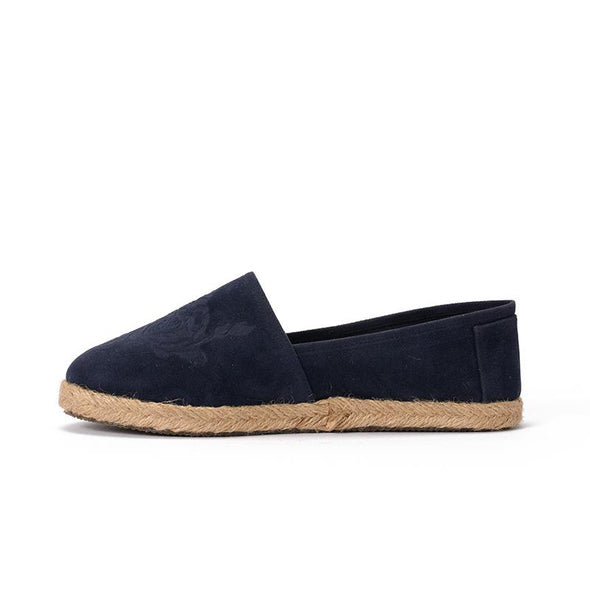 SUEDE DAMASK ESPADRILLE - NAVY