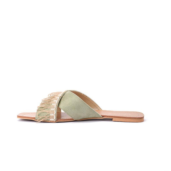 JUTE FRINGE CRISS CROSS - PISTACHIO