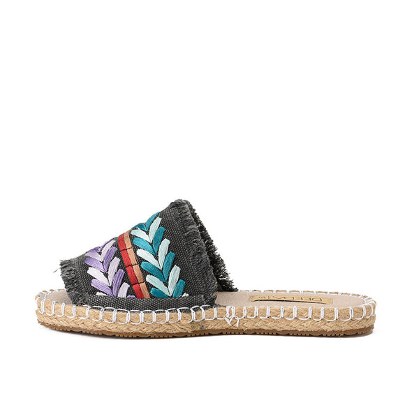 DOUBLE SPIKE SLIDE SLIPPERS - BLACK