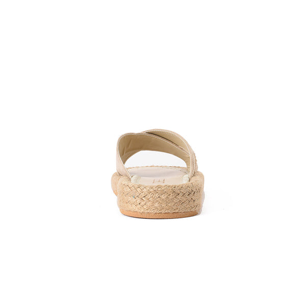 JUTE PLATFORM CRISS CROSS SLIPPERS - BEIGE