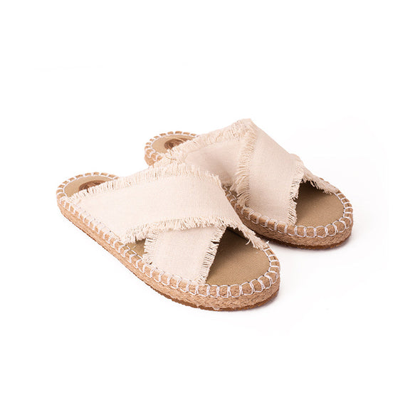 CRISS-CROSS CANVAS-JUTE SLIDES - BEIGE