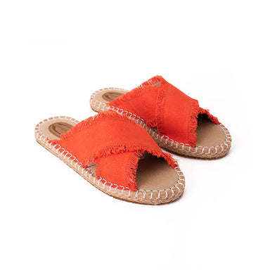 CRISS-CROSS CANVAS-JUTE SLIDES - ORANGE