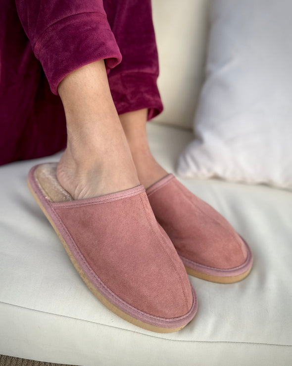 SUEDE PANTOUFLES - PINK