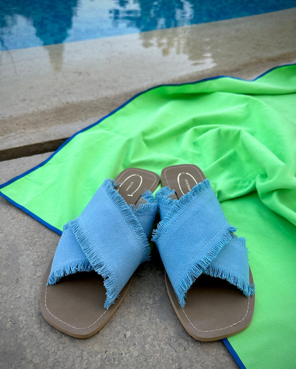 CRISS-CROSS CANVAS FLATS - SKY BLUE