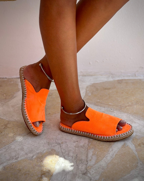 NEON OPEN TOE MULES - ORANGE