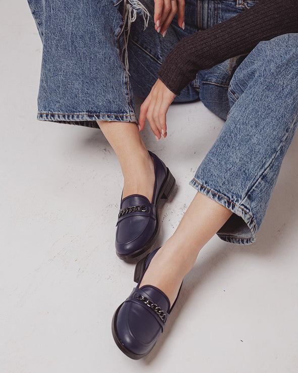 CHAIN LOAFERS - NAVY